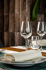 Fototapeta premium Elegant restaurant tableware closeup view