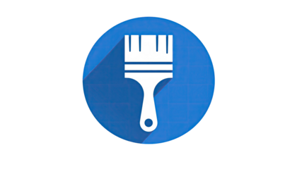 White brush icon in blue circle