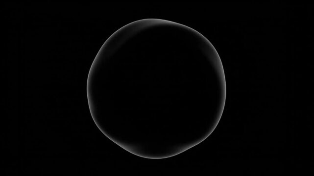Abstract black orb morphing and expanding in a stark dark background with smooth organic motion