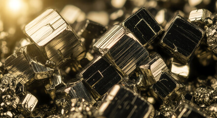 Metal Cube Crystals Close Up
