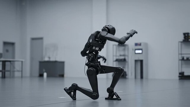Dynamic Robot Dance Performance in a Modern Studio Setting.
