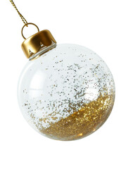 Clear Glass Christmas Ornament with Golden Glitter