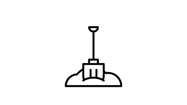 Shovel digging into ground line icon animation