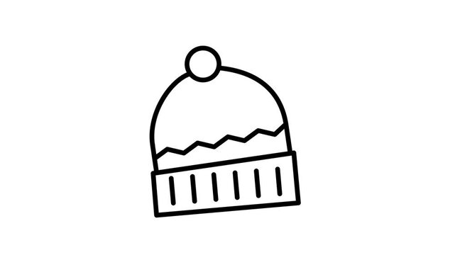 Animated winter hat wobbling on white background