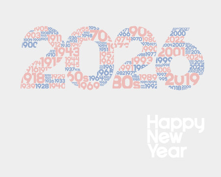 Graphic for Happy New Year 2026. The value of stillness is the hallmark of the year. It represents the past history for contemplation in the pursuit of peace. Vector, Illustration.