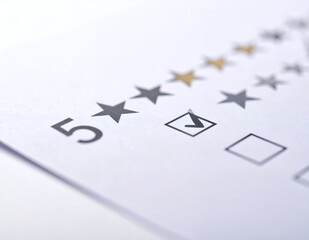 Customer Satisfaction Survey with Five Star Rating and Checkbox Selection.