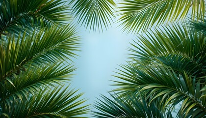 Obraz premium Tropical Palm Leaves Background with Lush Green Foliage and Natural Texture