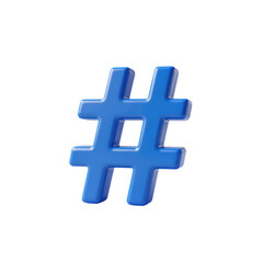 Obraz premium Blue Hashtag Symbol 3D Icon