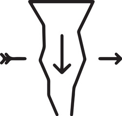 Funnel with Arrows Indicating Flow on White Background traced illustration on transparent background