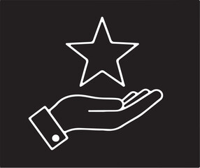 Hand Holding a Star Icon on Dark Background symbol 