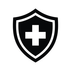 Obraz premium Shield with a cross isolated on, symbol of protection and health care