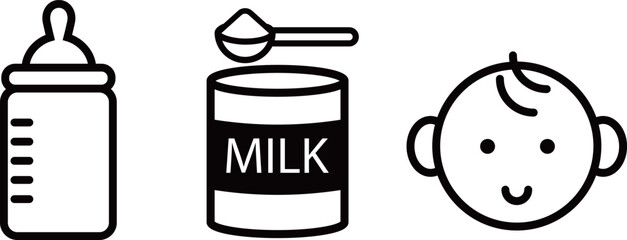 粉ミルク　哺乳瓶　赤ちゃん　アイコン