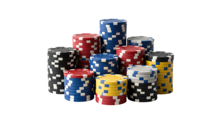 Colorful Poker Chips in Stacks 3D Render