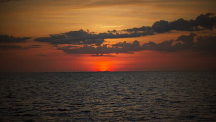 Golden beautiful sunset on the sea