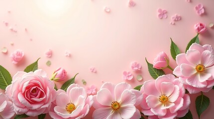 Obraz premium Blooming Pink Flowers with Romantic Soft Background