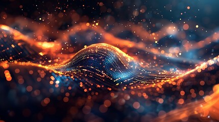 Digital waveform graph glowing gently on dark analytic backgrou high resolution detailed stock photo