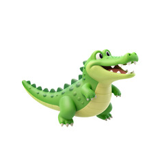 Fototapeta premium Happy Green Cartoon Crocodile Illustration