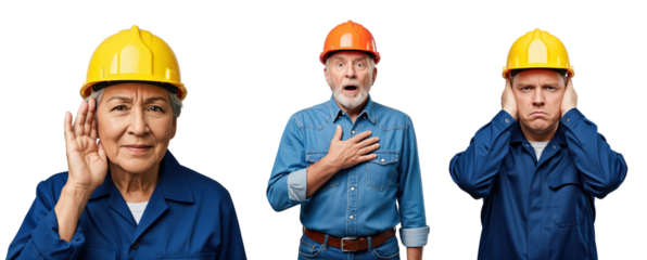 Diverse group of engineers wearing yellow hard hats