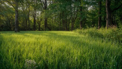 Fototapeta premium green grass in the forest