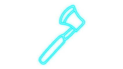 Glowing neon blue dental floss pick icon, an abstract and modern illustration symbolizing oral hygiene, health, and care, a futuristic dentistry tool isolated on transparent background.