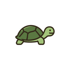 Cute Green Turtle Cartoon Illustration with Bold Dark Outline