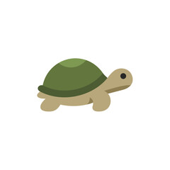 Cute Green Turtle Cartoon Illustration on White Background