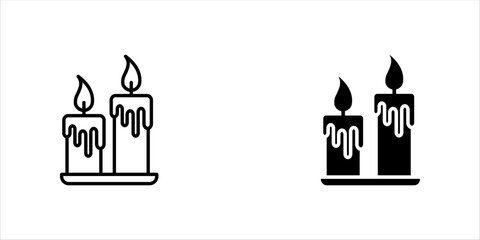 Set of candle vector icons in line style design for websites, apps, and UI design, isolated on a white background. Editable strokes. EPS 10 vector illustration.