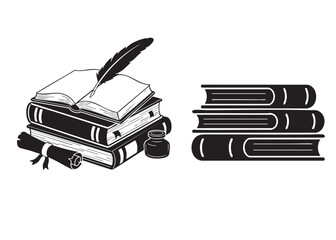 set of stack of books minimalist style vector illustration