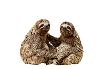 Two Brown Sloths Hugging Illustration
