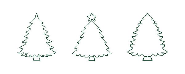 Christmas Tree Pixel Art, Vector, icon
