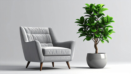 Elegant modern interior with cozy armchair and floor lamp
15
