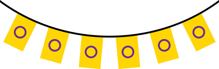 Seamless yellow with purple circle intersex flag party bunting. LGBTQI concept. Flat design illustration.