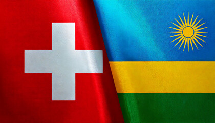 スイスの国旗とルワンダの国旗(Switzerland flag & Rwanda flag.)
