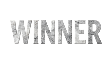 Winner Text in Marble Style 3D Render