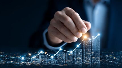 profitability analysis, financial data 2026, Strategic CEO Meeting: Setting Revenue Targets on Glowing Profit Chart with Copy Space for Text