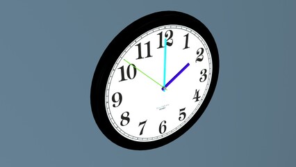 Clock on wall anatomy. 3d illustrations