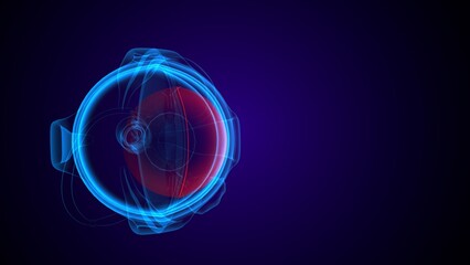 Eye anterior chamber part anatomy. 3d render