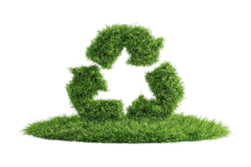 Lawn with recycling symbol isolated on transparent background