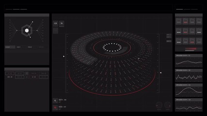 Futuristic Digital Interface with 3D Data Visualization and Graphs. - Powered by Adobe