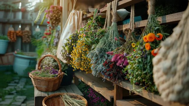 medicinal herbs are dried. Selective focus