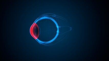 Eye anterior chamber part anatomy. 3d render