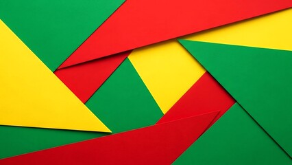 Abstract geometric arrangement of red yellow and green paper sheets background pattern