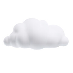 White cloud 3D cartoon plastic style vector icon, weather forecast cloudy symbol, realistic volume meteorology design