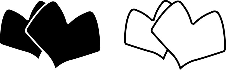 Icon showing two sets of hands in black and white representing connection or support in an abstract style