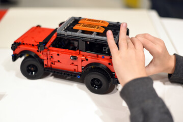 Fototapeta premium Lego Car. Warsaw, August 5, 2024. 