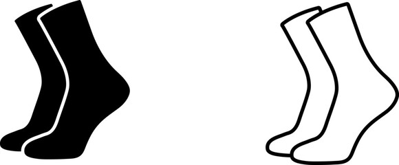 Images show black and white sock icons representing different sock styles and designs in a simple graphic format for various uses