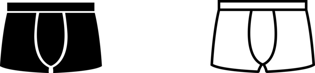 Black and white icon of men&rsquo;s underwear displayed side by side with simple shapes and clear outlines in a minimalist design