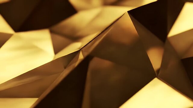 Close-up of gold metallic geometric facets forming an abstract crystalline pattern