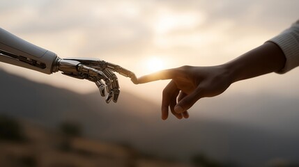 A robotics engineer testing a humanoid robot’s ability to interpret gesture-based signals, the machine mirroring each movement with precise timing — AI perception, human-machine interaction, and