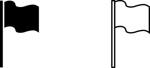 Icon of two flags shown with different designs and styles in simple black and white format on a plain background